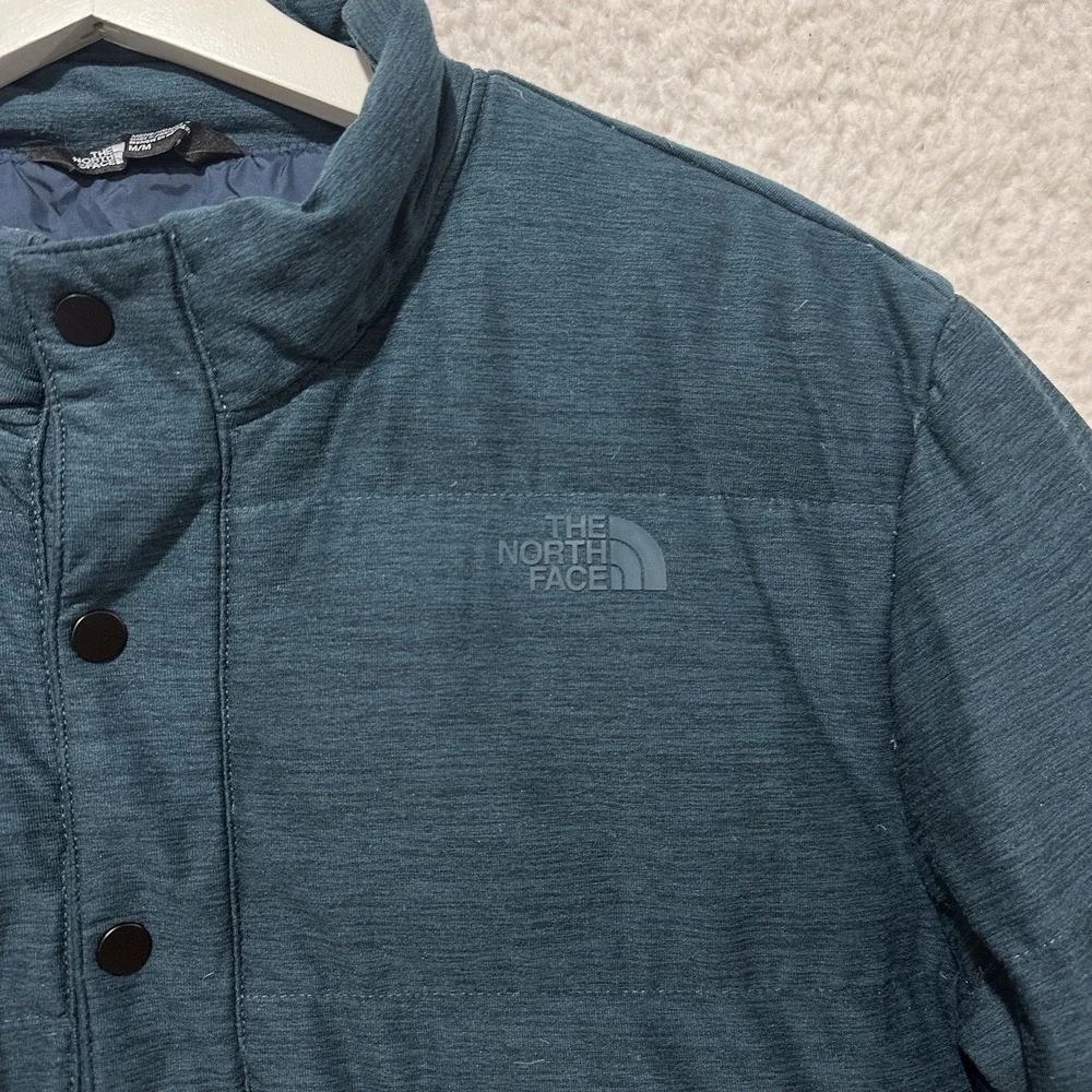 The North Face 550‎ Men's Quilted Puffer Snap T Button Teal Green Jacket Size M